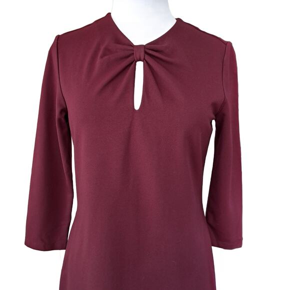 J McLaughlin Isabel Burgundy 3/4 Sleeve Sheath Dress Size Medium - Picture 7 of 11